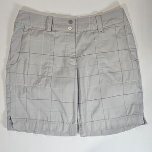 Nike Golf Shorts Womens Medium Bermudas Grey‎ Purple Striped Dri-Fit Activewear